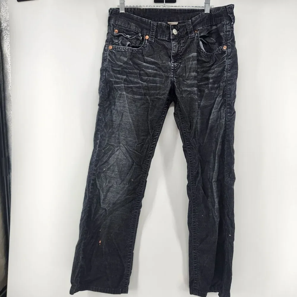 True Religion Size 32X32 Black Dark Wash Ricky Jeans **Read Description **